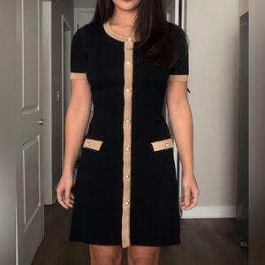 Taylor Black and Tan Mini Dress
